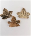 3 stk. Bark. Blad med kobber glitter på kanten af bladet. Ca. 8 x 6,5 cm.
